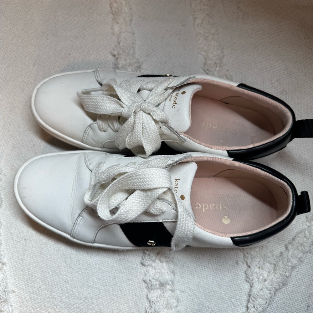 Kate Spade White Sneakers with Black Detail